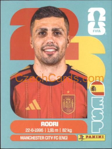 Rodri 2026 Panini World Cup Sticker #ESP10
