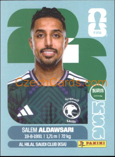 Salem Aldawsari 2026 Panini World Cup Sticker #KSA16