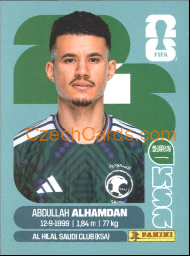 Abdullah Al-Hamdan 2026 Panini World Cup Sticker #KSA20