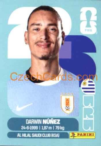 Darwin Núñez 2026 Panini World Cup Sticker #URU17