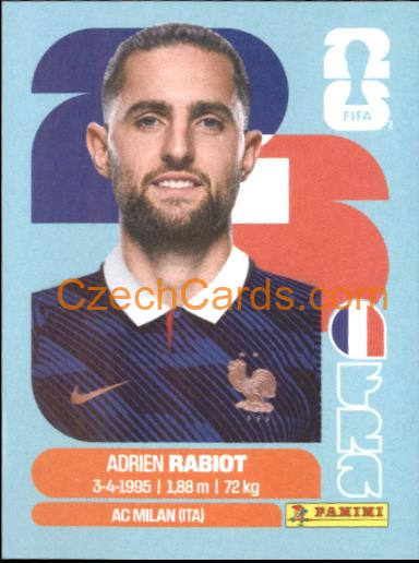 Adrien Rabiot 2026 Panini World Cup Sticker #FRA12
