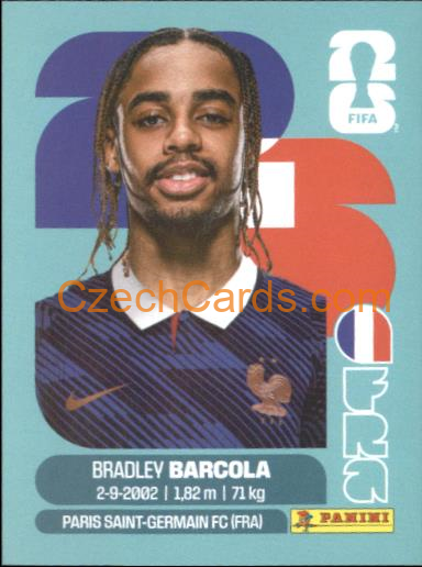 Bradley Barcola 2026 Panini World Cup Sticker #FRA16