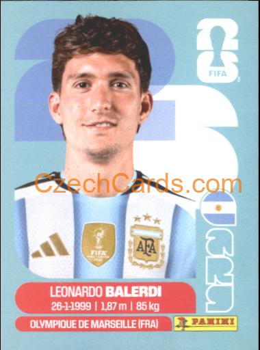 Leonardo Balerdi 2026 Panini World Cup Sticker #ARG7