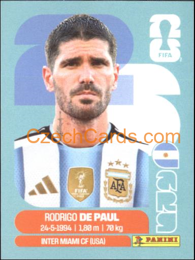 Rodrigo De Paul 2026 Panini World Cup Sticker #ARG10
