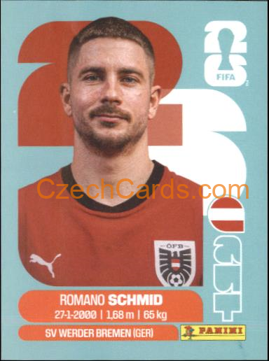 Romano Schmid 2026 Panini World Cup Sticker #AUT16