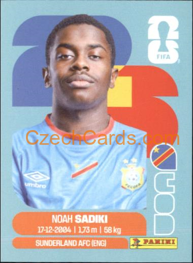 Noah Sadiki 2026 Panini World Cup Sticker #COD12