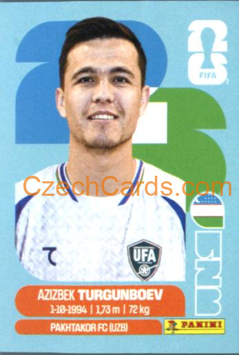 Azizbek Turgunboev 2026 Panini World Cup Sticker #UZB14