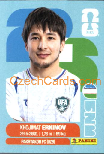 Khojimat Erkinov 2026 Panini World Cup Sticker #UZB15