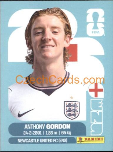 Anthony Gordon 2026 Panini World Cup Sticker #ENG15