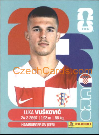 Luka Vušković 2026 Panini World Cup Sticker #CRO6