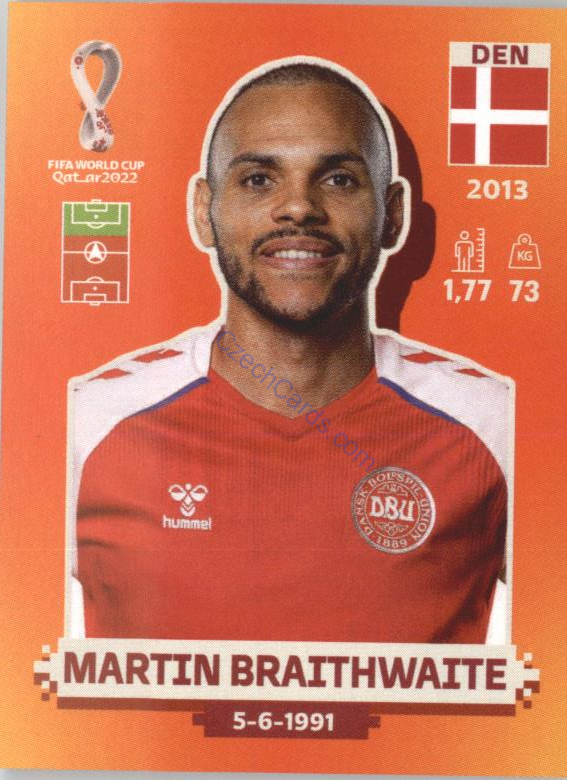Martin Braithwaite 2022 Panini WC Qatar Sticker #DEN 15