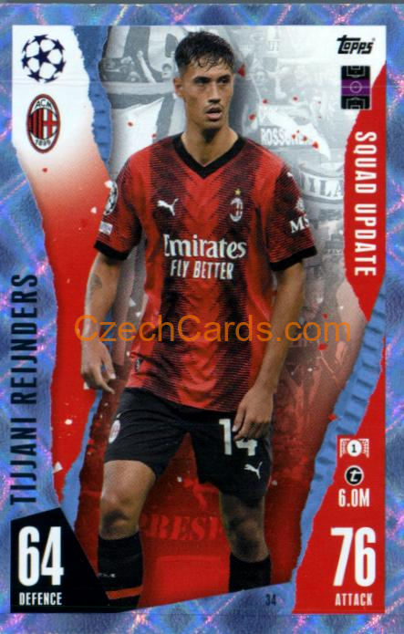 Tijjani Reijnders 2023/24 Topps Match Attax Extra Crystal Parallel #34
