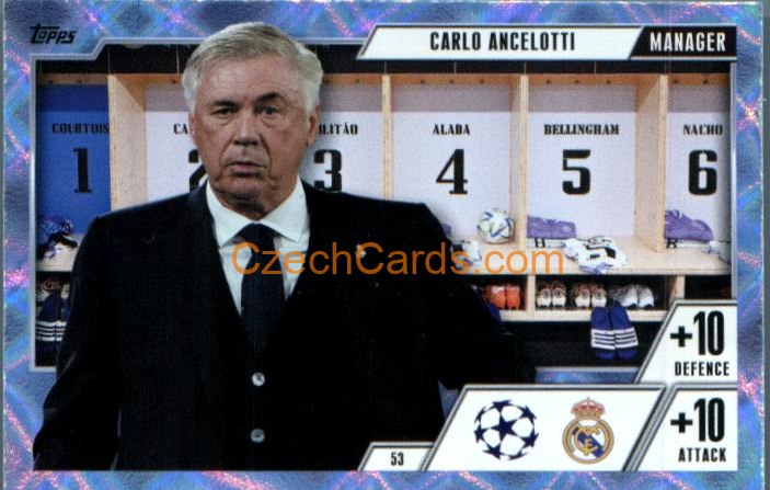Carlo Ancelotti 2023/24 Topps Match Attax Extra Crystal Parallel #53