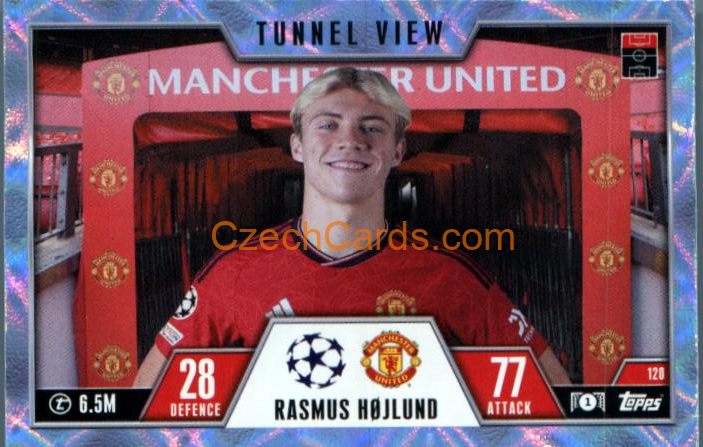 Rasmus Hojlund 2023/24 Topps Match Attax Extra Crystal Parallel #120