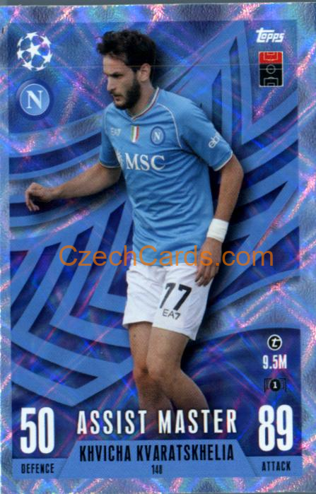 Khvicha Kvaratskhelia 2023/24 Topps Match Attax Extra Crystal Parallel #148