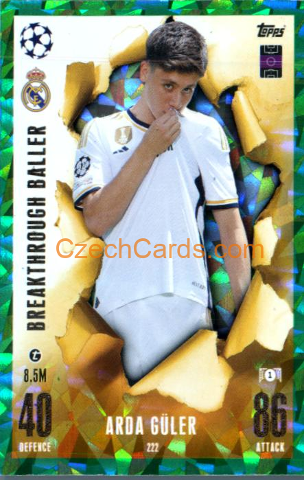 Arda Guler 2023/24 Topps Match Attax Extra Green Parallel #222