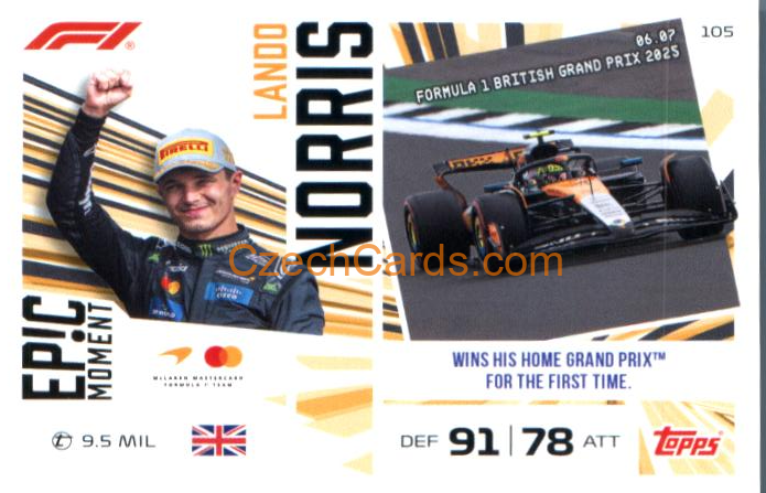 Lando Norris 2026 Turbo Attax #105