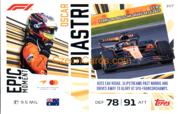 Oscar Piastri 2026 Turbo Attax #107