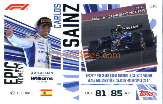 Carlos Sainz 2026 Turbo Attax #116