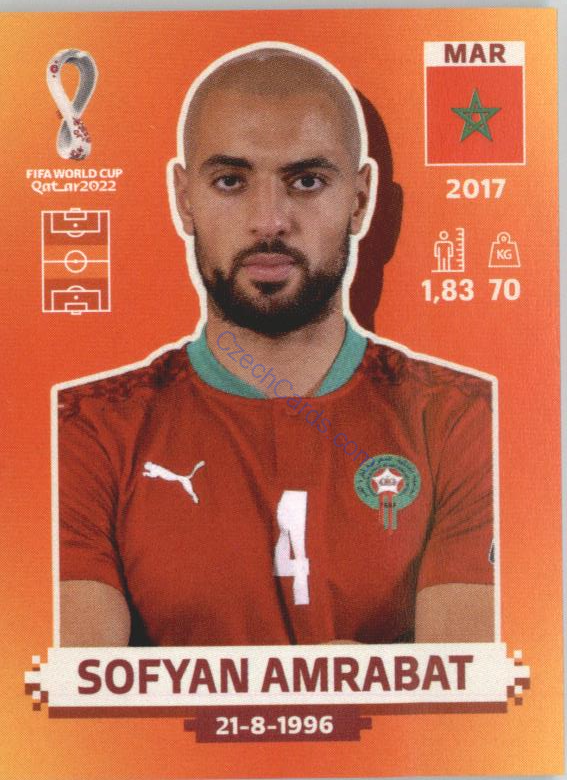 Sofyan Amrabat 2022 Panini WC Qatar Sticker #MAR 10