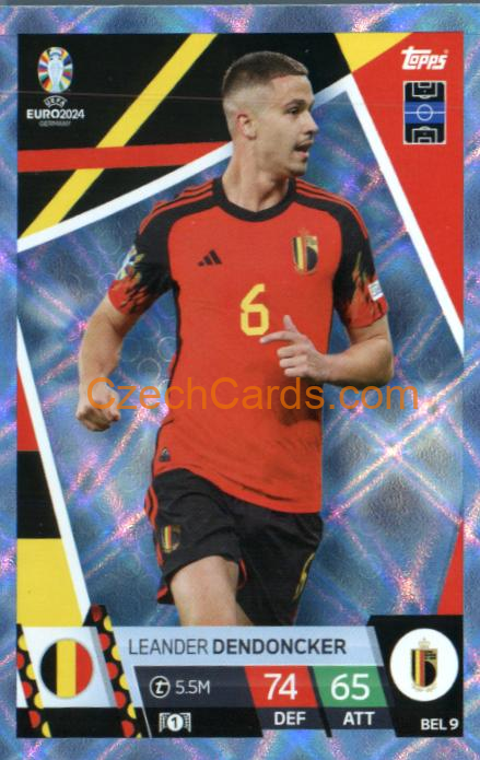 Leander Dendoncker 2024 EURO Match Attax crystal parallel #BEL9