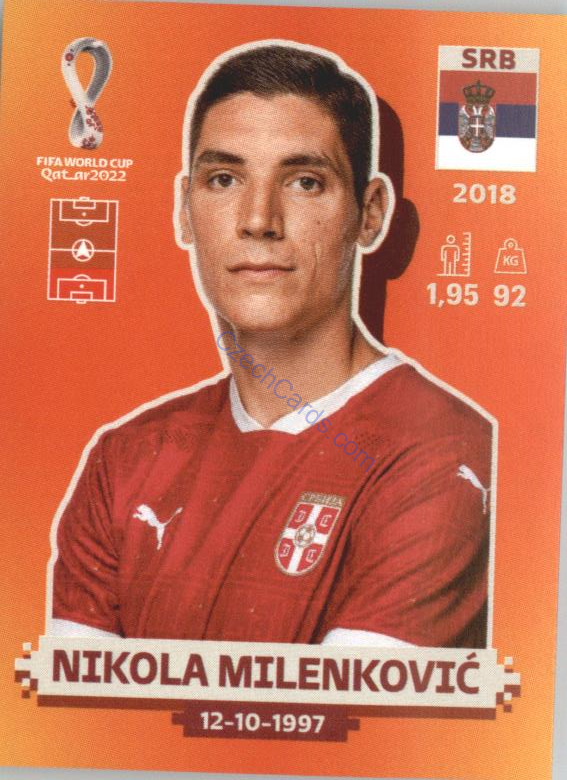 Nikola Milenković 2022 Panini WC Qatar Sticker #SRB 4