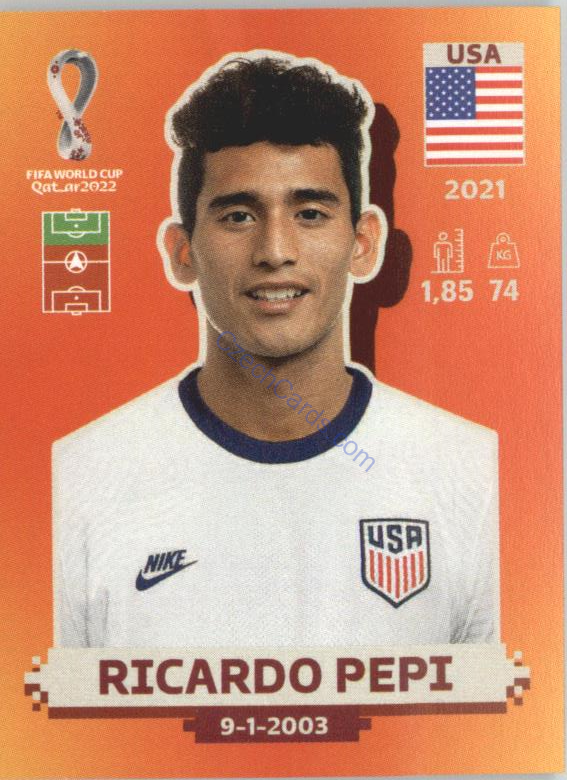 Ricardo Pepi 2022 Panini WC Qatar Sticker #USA 16